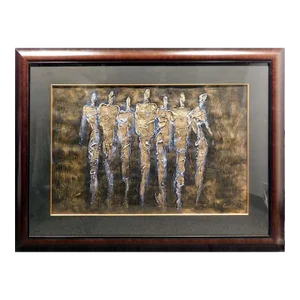 "Untitled" Mixed Media With Oil Acrylic Painting by Irina Russkol, Hand Signed & Framed