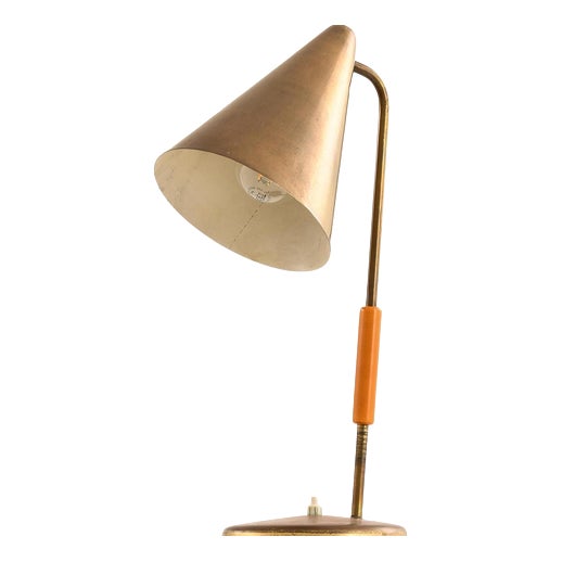 Table Lamp in Brass and Lacquer, 1950s For Sale