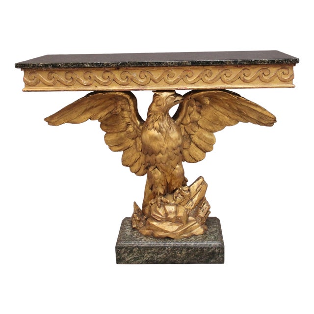 Antique Early 20th Century Gilt and Marble Top Console Table, 1920s For Sale