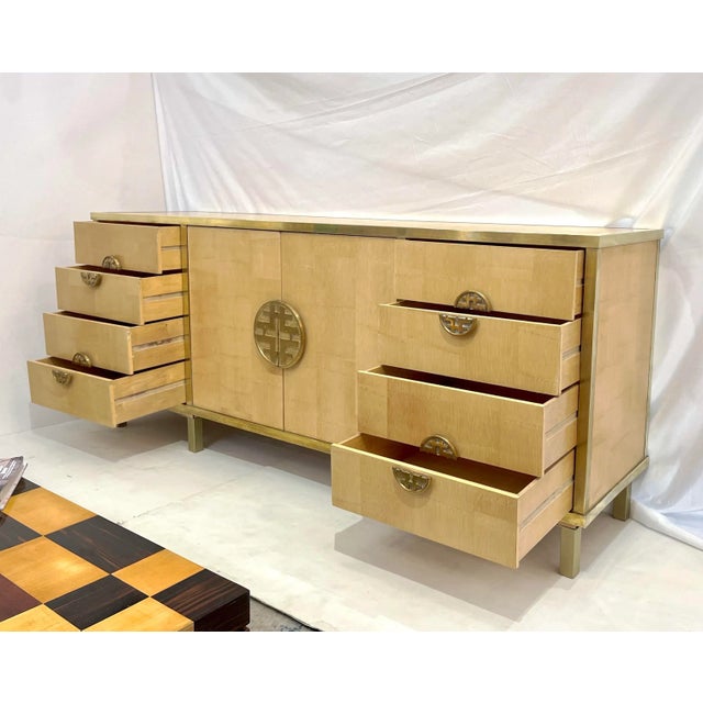 Mid-Century Modern Sinopoli 1970s Italian Back Finished Japonisme Brass Bamboo Sideboard/Cabinet For Sale - Image 3 of 13