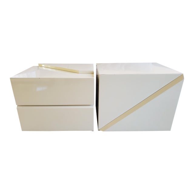 Post Modern Lacquered Night Stands Side End Tables by Roger Rougier Set of 2 For Sale