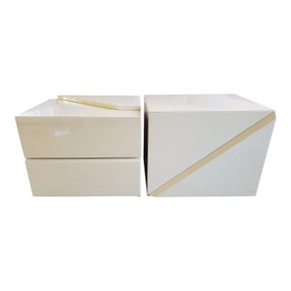 Vintage Rougier Lacquered Nightstands Side End Tables Set of 2 For Sale