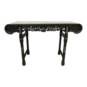 Antique Chinese Hardwood Altar Table With Cloisonne Inlay on Top and Legs