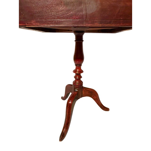 Brown Mid 19th Century Gorgeous George III Mahogany Inlaid End Table on Pedestal Base For Sale - Image 8 of 9