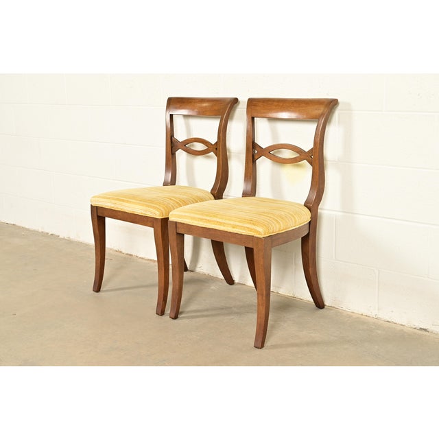 Kindel Furniture Style Regency Carved Walnut Side Chairs or Dining Chairs, Pair For Sale - Image 13 of 13