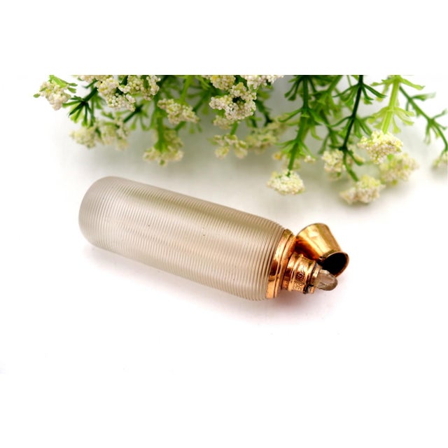 Glass Perfume Bottle with Gold Lid For Sale - Image 4 of 7