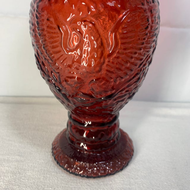 Wheaton Glass Ruby Red Bald Eagle Apothecary Jar With Lid For Sale - Image 4 of 7