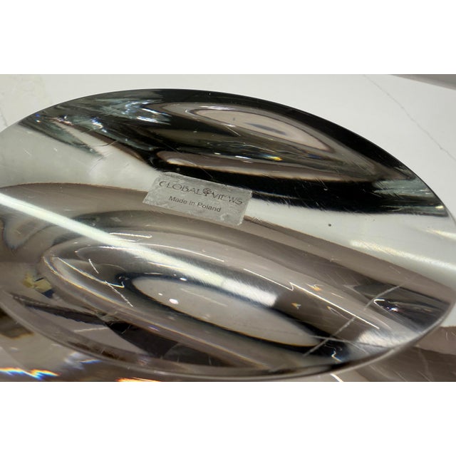 Global Views Abstract Bean Polish Hand-Blown Art Glass Vase – Large - Gray For Sale - Image 9 of 11