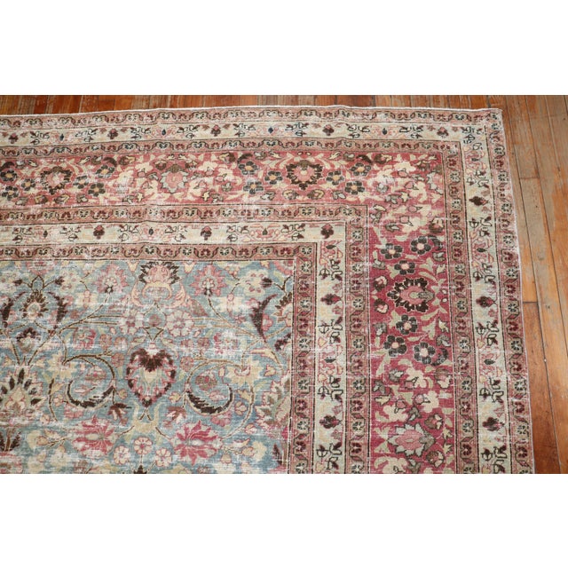 Antique Zabihi Collection Worn Persian Meshed Rug For Sale - Image 12 of 12