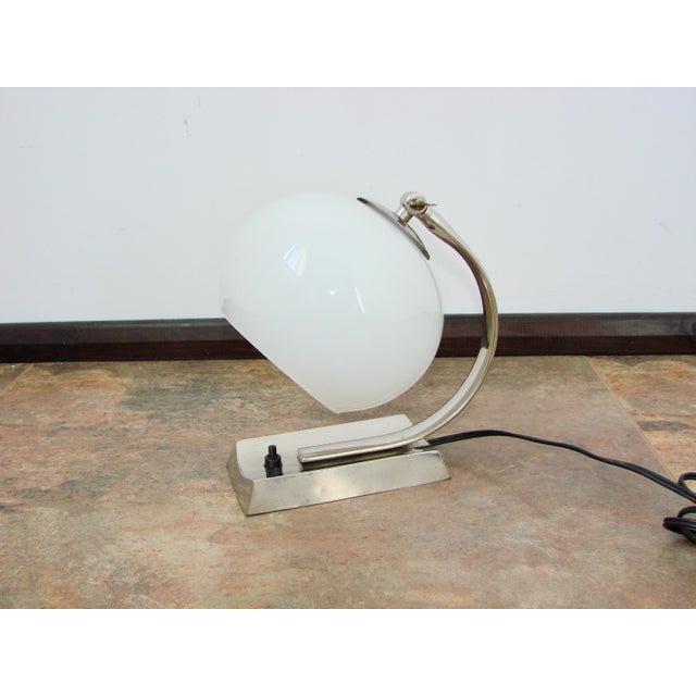 Art Deco Lamp in Nickel-Plated Brass and Glass, 1940s For Sale - Image 4 of 9