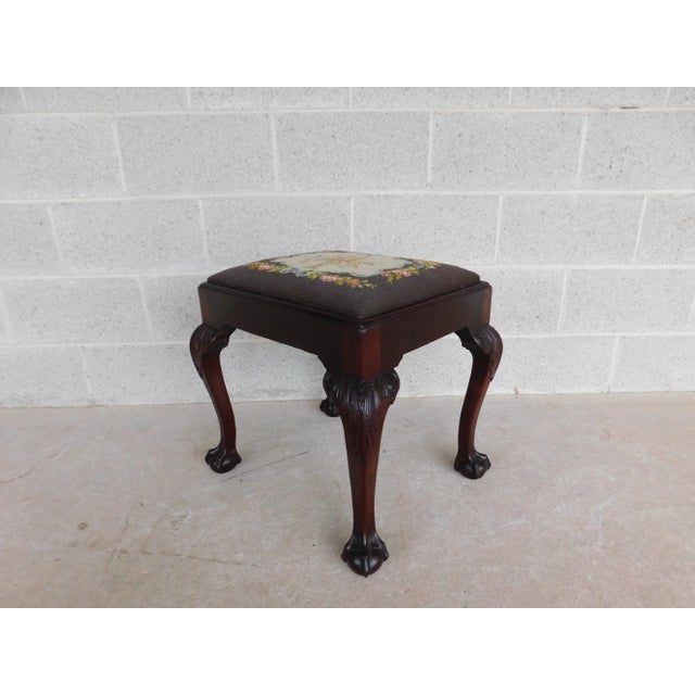 Early 20th Century Feldenkreis Chippendale Style Mahogany Frame Needle Point Bench For Sale - Image 5 of 12