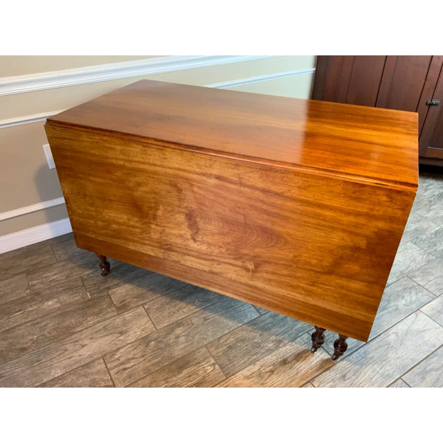 Mid 19th Century Mid 19th Century Sheraton Cherry Drop-Leaf Dining Table For Sale - Image 5 of 12