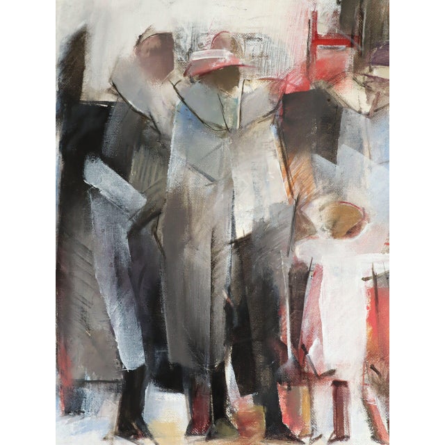 Mid-Century Modern 'The Waiting Place' Vintage Swedish Original Abstract Figurative Oil Painting, Framed For Sale - Image 10 of 12