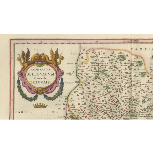 Willem Janszoon Blaeu, Map of Beauvais, Picardy, France, 1642 For Sale - Image 4 of 11