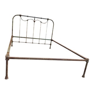 Antique Wrought Iron and Brass Bed For Sale
