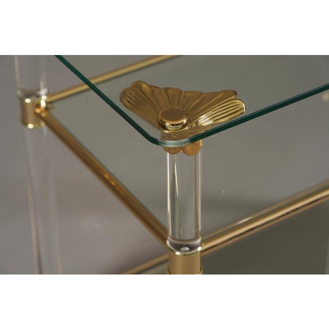 Vintage Brass and Acrylic Serving Trolley, France, 1960s For Sale - Image 8 of 9