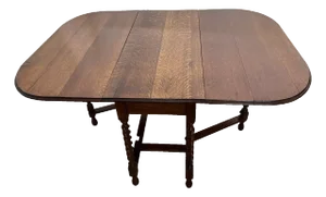 Antique Barley Twist Gate Leg Kitchen Table Drop Side Leaf Rare Oval Tiger Oak