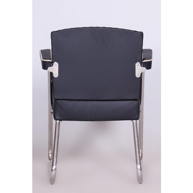 German Bauhaus Armchair in Black Leather attributed to Gilbert Rohde for Mauser, 1930s For Sale - Image 9 of 13