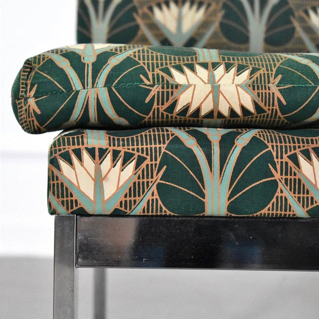 Contemporary 1970's Milo Baughman Chrome Lotus Flower Parsons Chair For Sale - Image 3 of 9