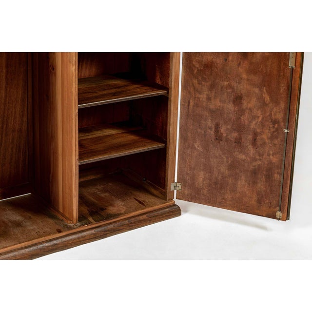 Brown Antique French Art Deco Mahogany Wardrobe Armoire Cabinet, 1940s For Sale - Image 8 of 17