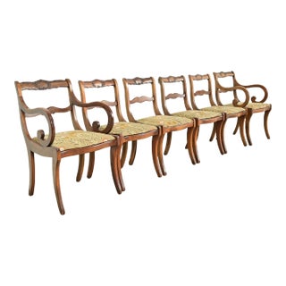 Kindel Furniture Style Regency Carved Solid Mahogany Dining Chairs, Set of Six For Sale