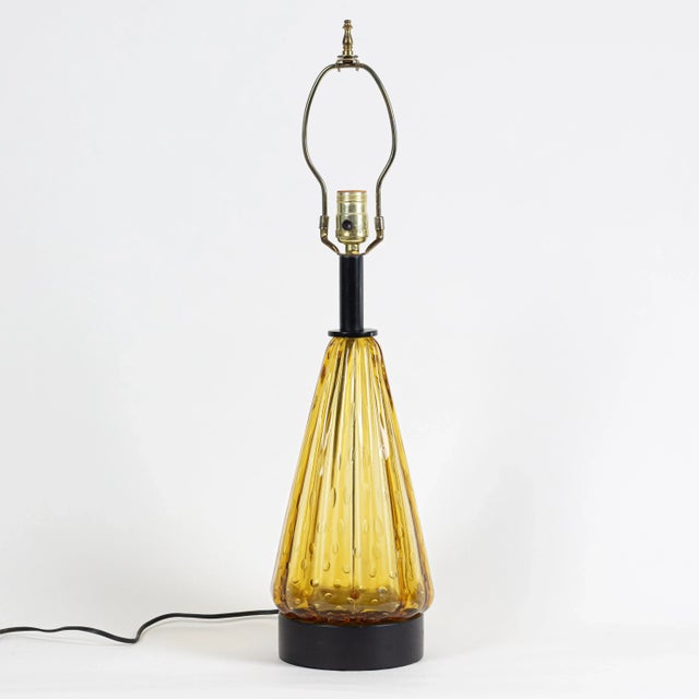 Wood Vintage Mid Century Italian Murano Art Glass Lamp For Sale - Image 7 of 7