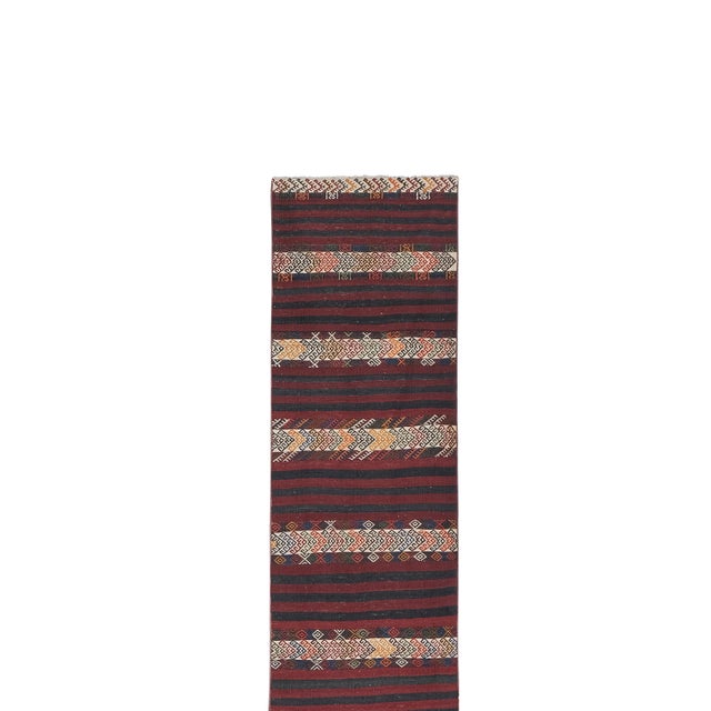 1960s Vintage Organic Turkish Hemp Kilim Runner 2'5'' X 20'8'' 29'' x 248'' / 74 x 630 cm Hand weaved with high-quality...