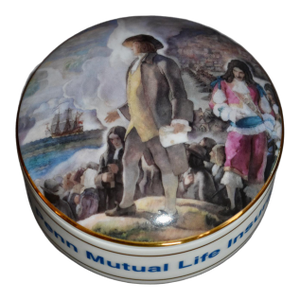 Vintage Tiffany & Co. Covered Porcelain Box William Penn Historical