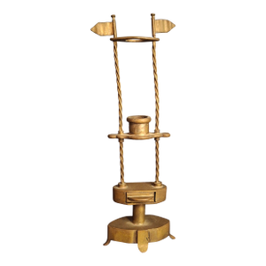 Rare 18thC Antique Brass Havdalah Compendium Spice Box Tower Adjustable Candle