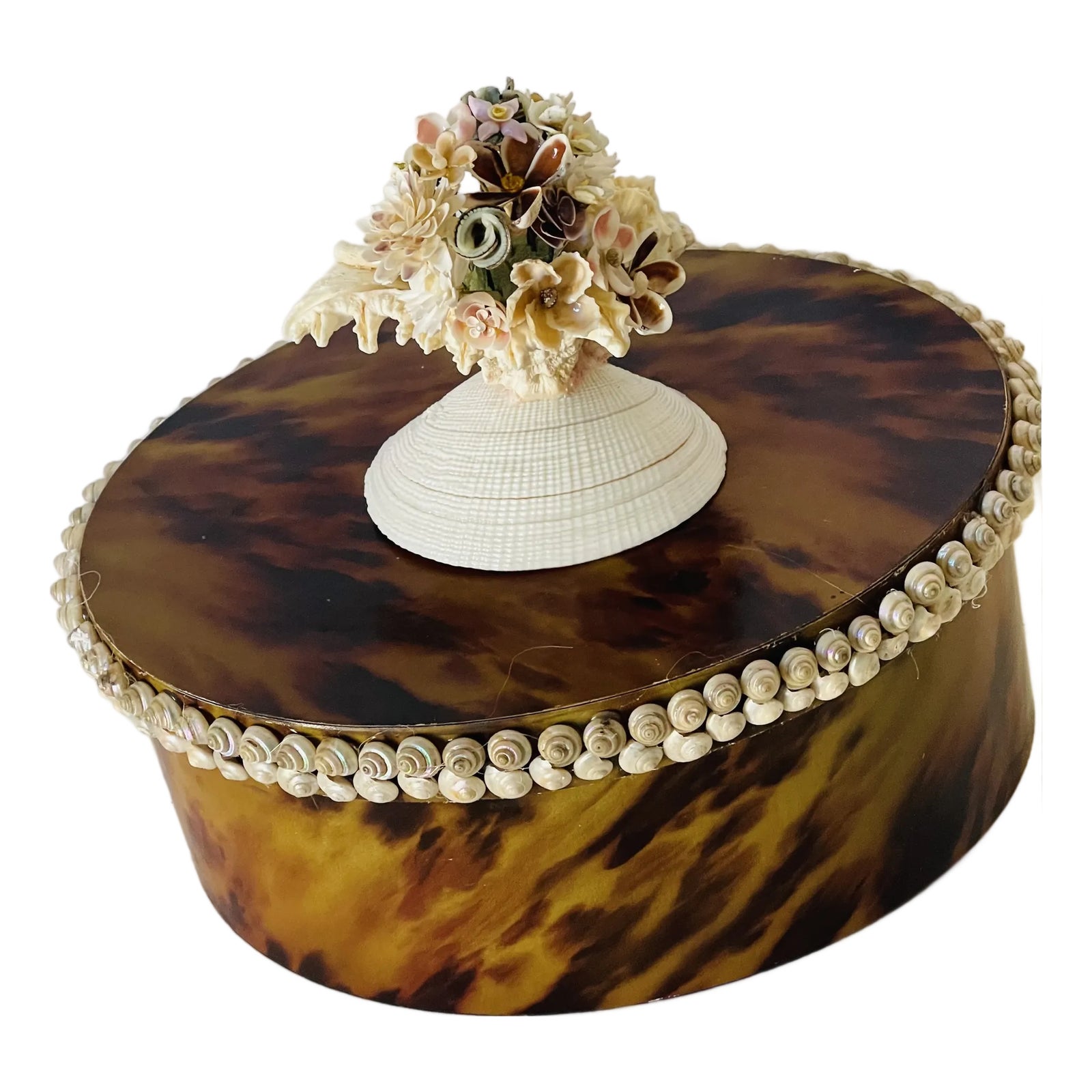 Antique Tortoiseshell Paper Box With Sailor Valentines Sea Shell ...