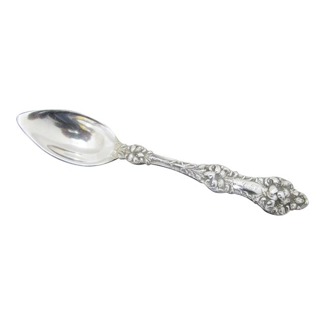 Antique Alvin Sterling Silver Old Orange Blossom 5 7/8" Citrus Spoon Set of 3 For Sale