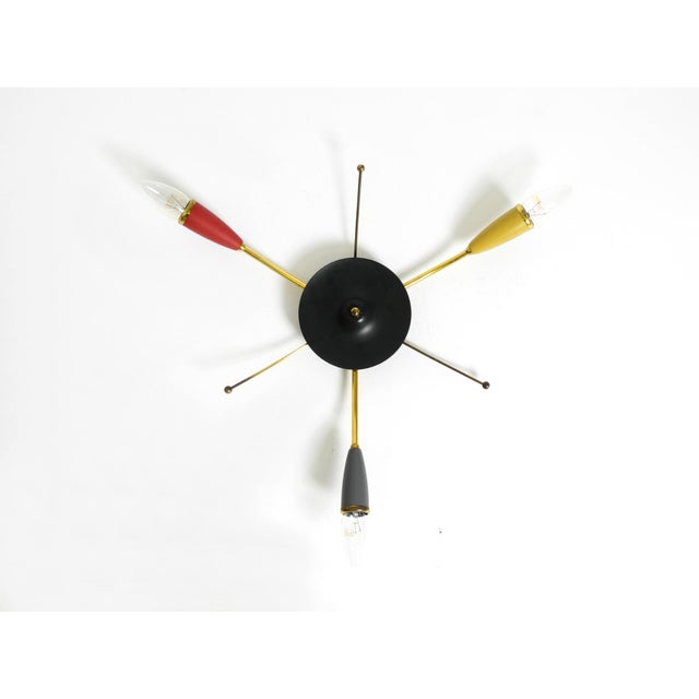 Mid-Century Modern Mid-Century Modern Brass 3-Arm Sputnik Ceiling or Wall Lamp, 1950s For Sale - Image 3 of 18