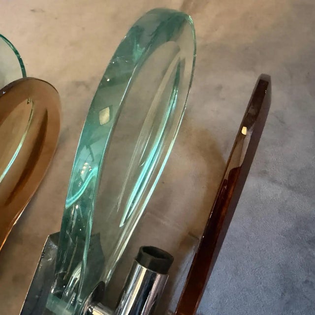 1960s Space Age Brown and Green Heavy Glass Wall Sconces by Veca For Sale - Image 12 of 12