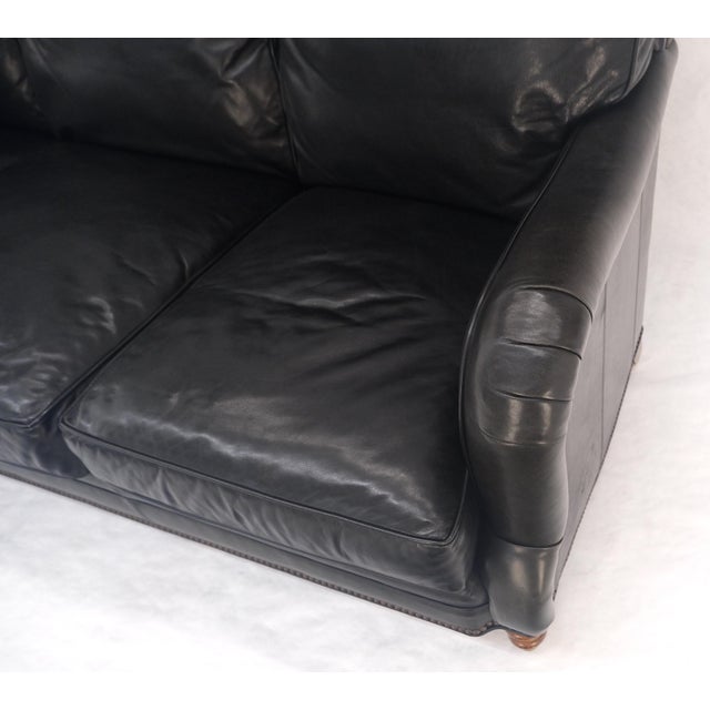 Madrid Hartwell Black Leather Sofa by Wesley Hall MINT! For Sale - Image 11 of 14