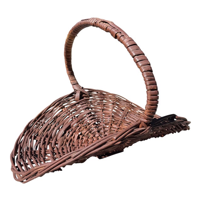 Vintage French Style Wicker Flower Basket For Sale
