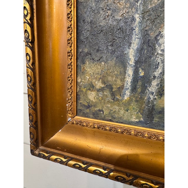 Wood 20th Century Oil on Canvas "The Forest Path" For Sale - Image 7 of 9