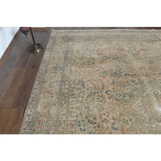 Textile 1970s Vintage Persian Handmade Wool Orange Area Rug For Sale - Image 7 of 11