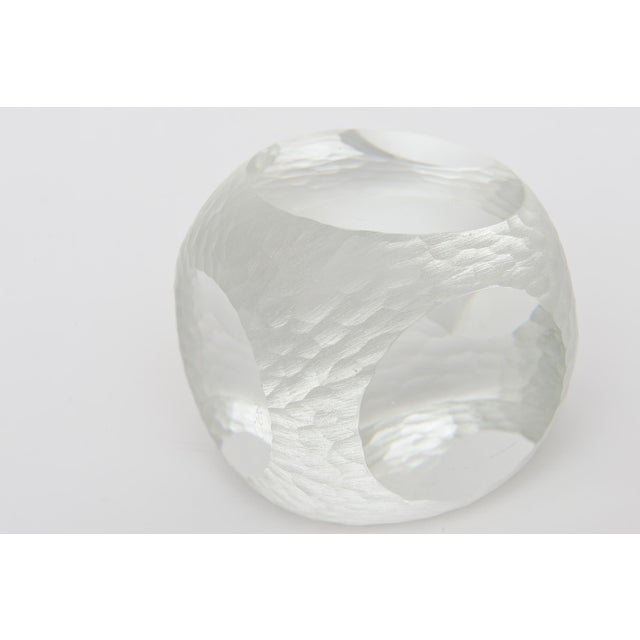 Modern Vintage Czech Signed Battuto Glass Paperweight Sculpture 1980's For Sale - Image 3 of 16