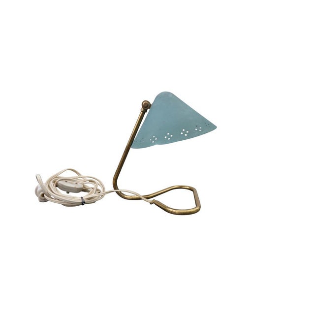 Metal Turquoise GK14 Table Lamp by Erik Wärnå for Gnosjö Konstsmide, Sweden, 1950s For Sale - Image 7 of 7