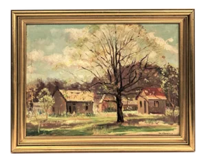Nunzio Vayana Landscape Oil Painting, Framed