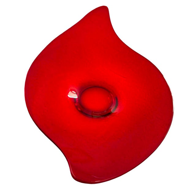 1960s Viking Glass Epic Console Platter/Bowl in Ruby Red For Sale - Image 11 of 11
