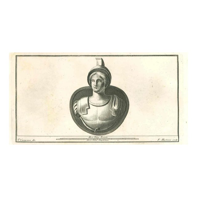 Vincenzo Campana, Athena Goddess Armed, Etching, 18th-Century For Sale