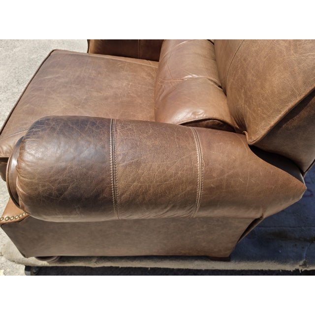 Vintage Barcalounger Saddle Leather Recliner With Continuous Lumbar Support For Sale - Image 12 of 18