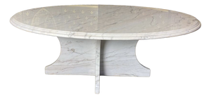 Italian Oval Carrara Marble Coffee Table, 1970s