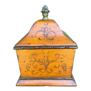 Handsome Vintage Hand Painted Wood Box by Sarreid LTD