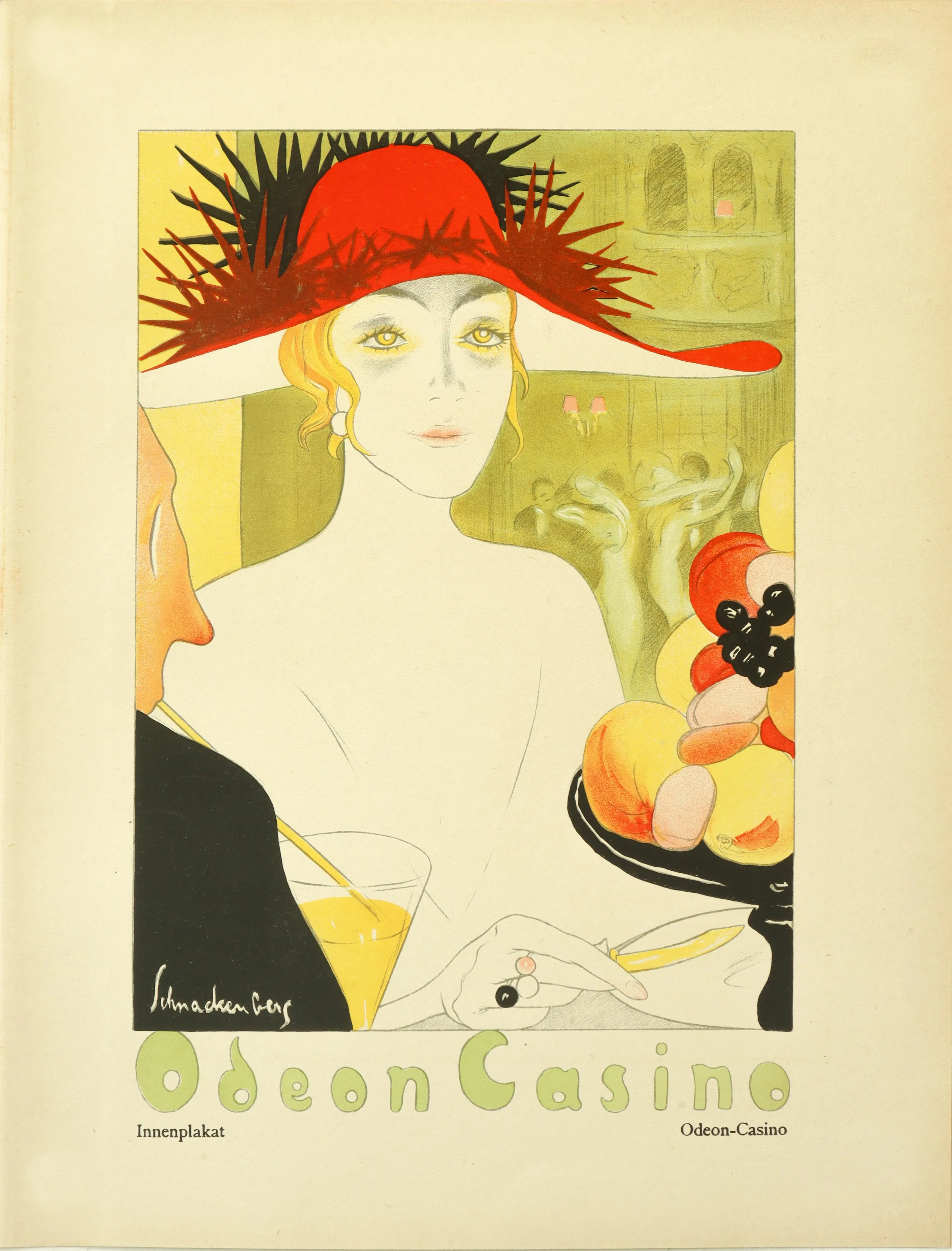 1922 Original German Art Deco Poster, Odeon Casino, Marie Hagen