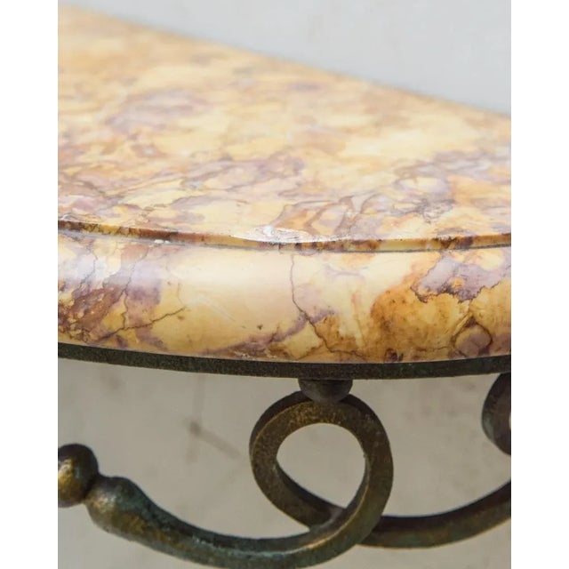 Antique Marble & Verdigris Patinated Iron Console Table For Sale - Image 9 of 11