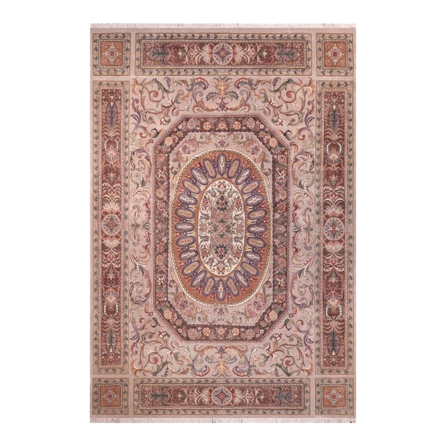 Art Nouveau 1990's Pak-Persian Gray/Brown Wool Rug - 9'3'' X 12'6'' For Sale
