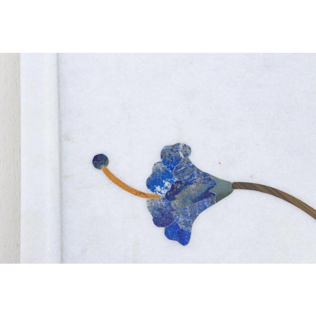 Precious Botanical Inlay Marble Panel For Sale - Image 12 of 13