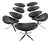 Mid Century Danish Modern Lounge Chairs Corona Set of 2 Black Chrome Ottoman MCM For Sale